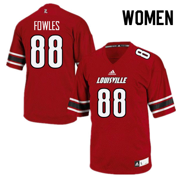 Women #88 William Fowles Louisville Cardinals College Football Jerseys Stitched Sale-Red